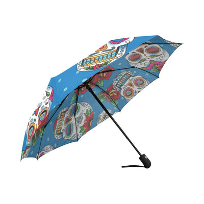 Sugar Skull Rose Pattern Automatic Foldable Umbrella