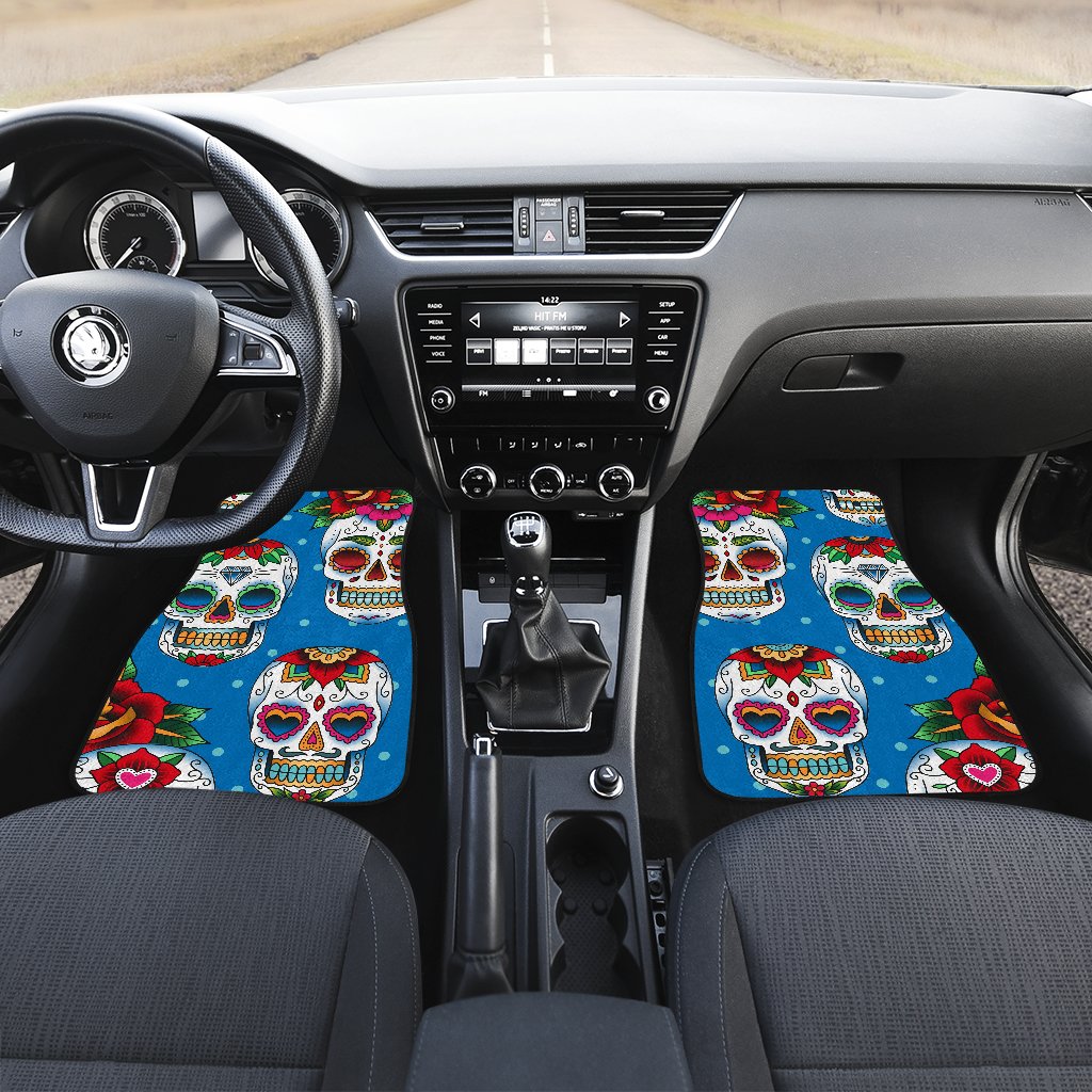 Sugar Skull Rose Pattern Car Floor Mats