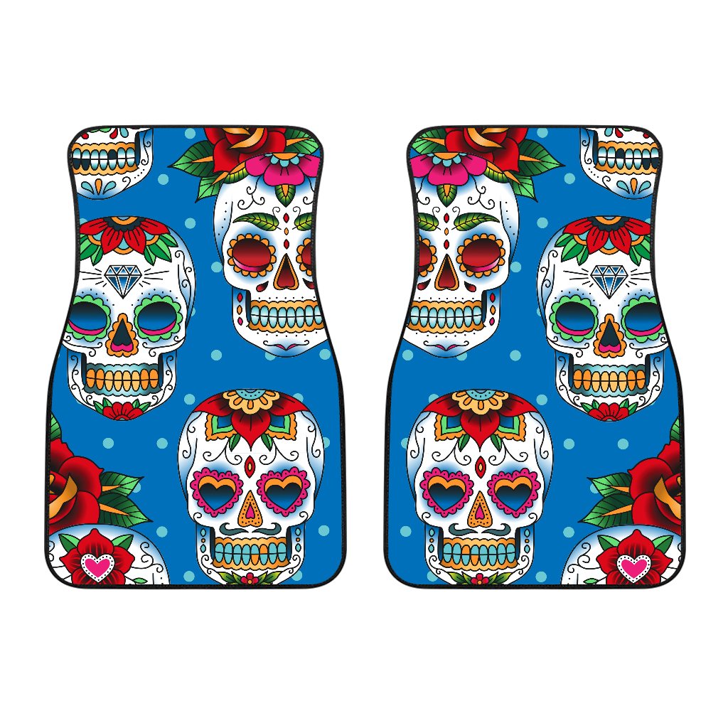 Sugar Skull Rose Pattern Car Floor Mats