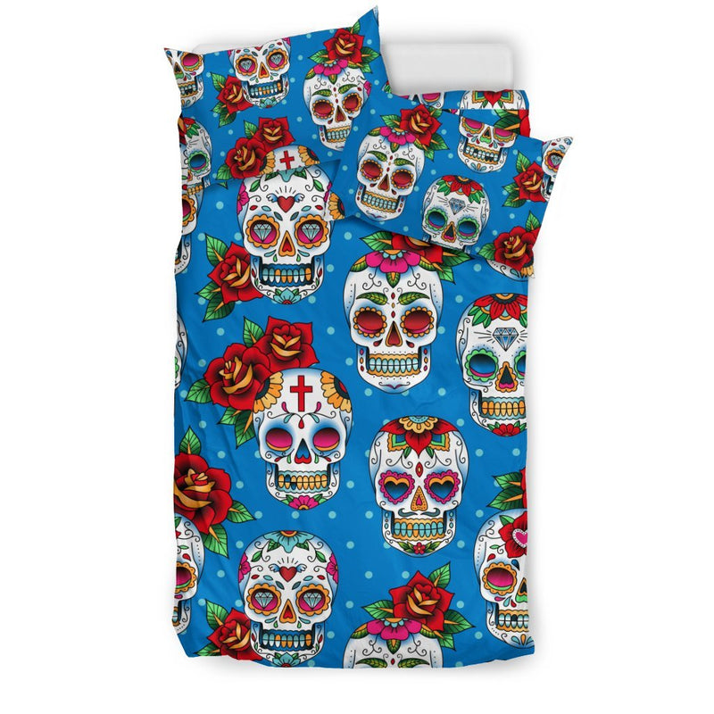 Sugar Skull Rose Pattern Duvet Cover Bedding Set