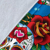 Sugar Skull Rose Pattern Fleece Blanket