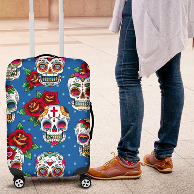 Sugar Skull Rose Pattern Luggage Cover Protector