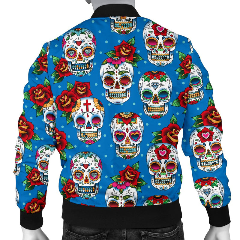 Sugar Skull Rose Pattern Men Casual Bomber Jacket