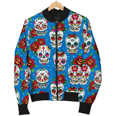 Sugar Skull Rose Pattern Men Casual Bomber Jacket