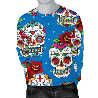 Sugar Skull Rose Pattern Men Crewneck Sweatshirt