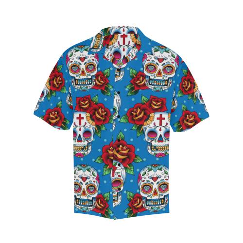 Sugar Skull Rose Pattern Men Hawaiian Shirt
