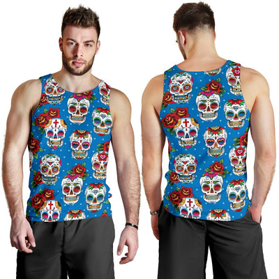 Sugar Skull Rose Pattern Men Tank Top