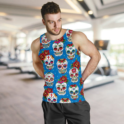 Sugar Skull Rose Pattern Men Tank Top