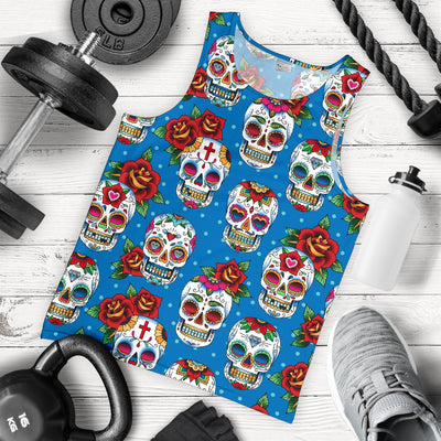 Sugar Skull Rose Pattern Men Tank Top