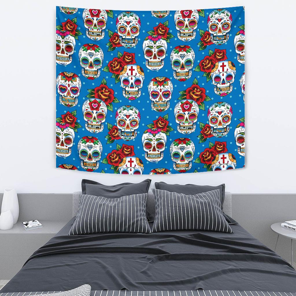 Sugar Skull Rose Pattern Tapestry