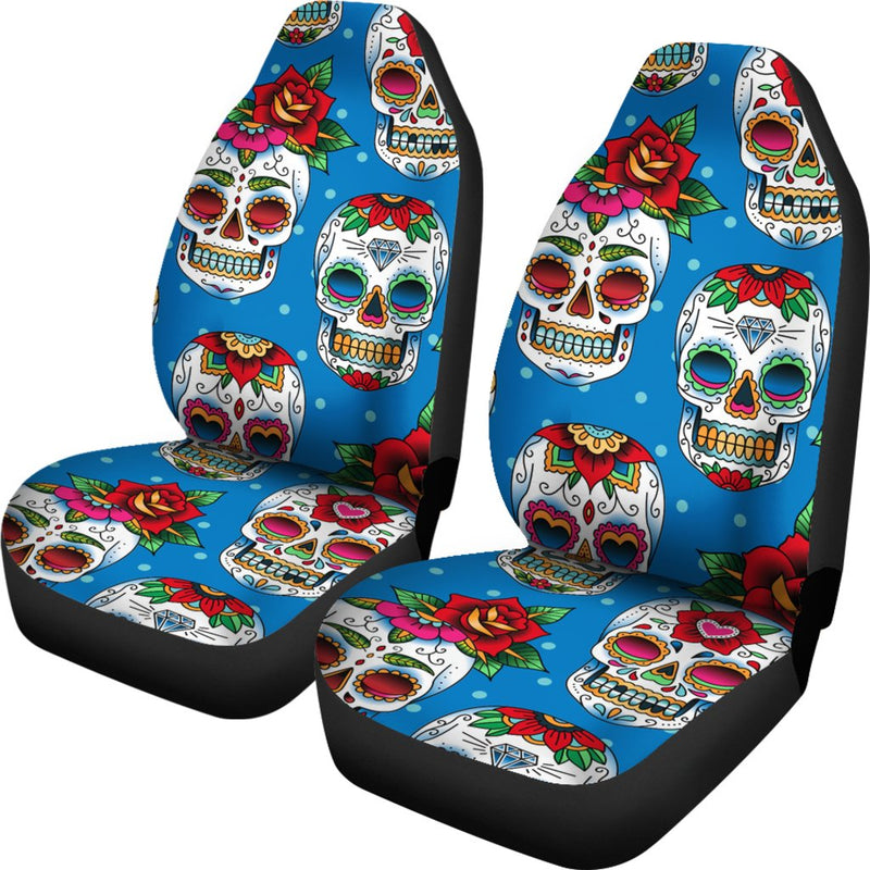 Sugar Skull Rose Pattern Universal Fit Car Seat Covers