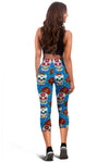 Sugar Skull Rose Pattern Women Capris