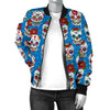 Sugar Skull Rose Pattern Women Casual Bomber Jacket