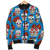 Sugar Skull Rose Pattern Women Casual Bomber Jacket