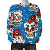 Sugar Skull Rose Pattern Women Crewneck Sweatshirt