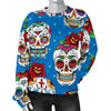 Sugar Skull Rose Pattern Women Crewneck Sweatshirt