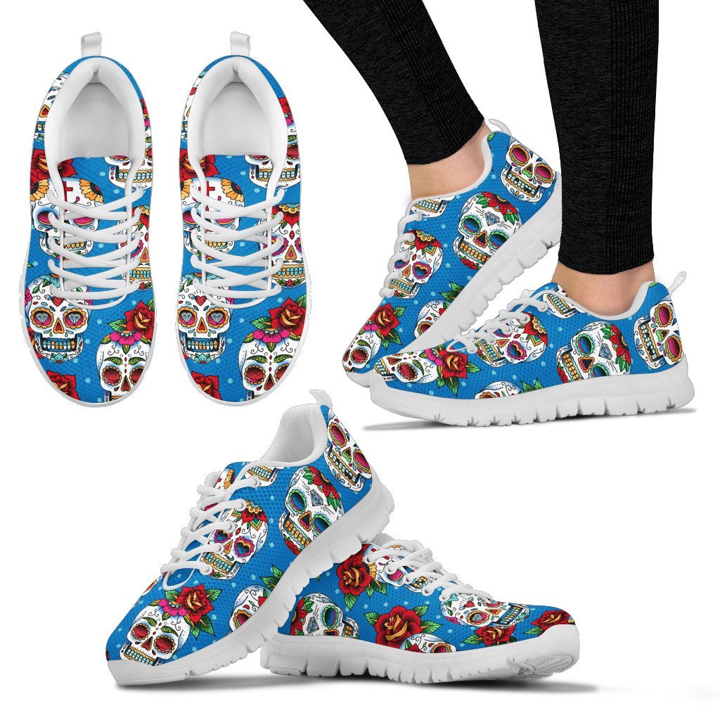 Sugar Skull Rose Pattern Women Sneakers