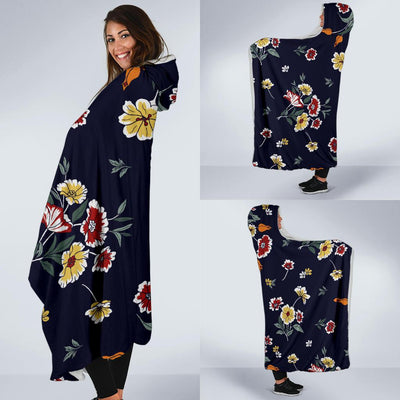 Summer Floral Pattern Print Design SF01 Hooded Blanket-JORJUNE.COM