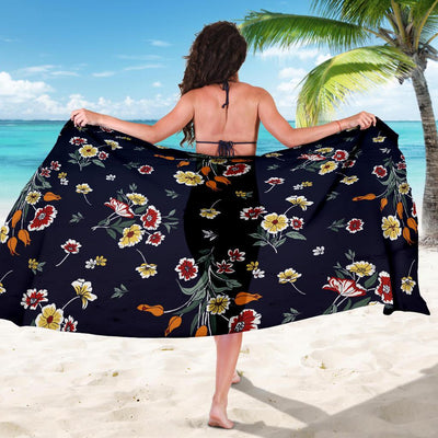 Summer Floral Pattern Print Design SF01 Sarong Pareo Wrap-JORJUNE.COM