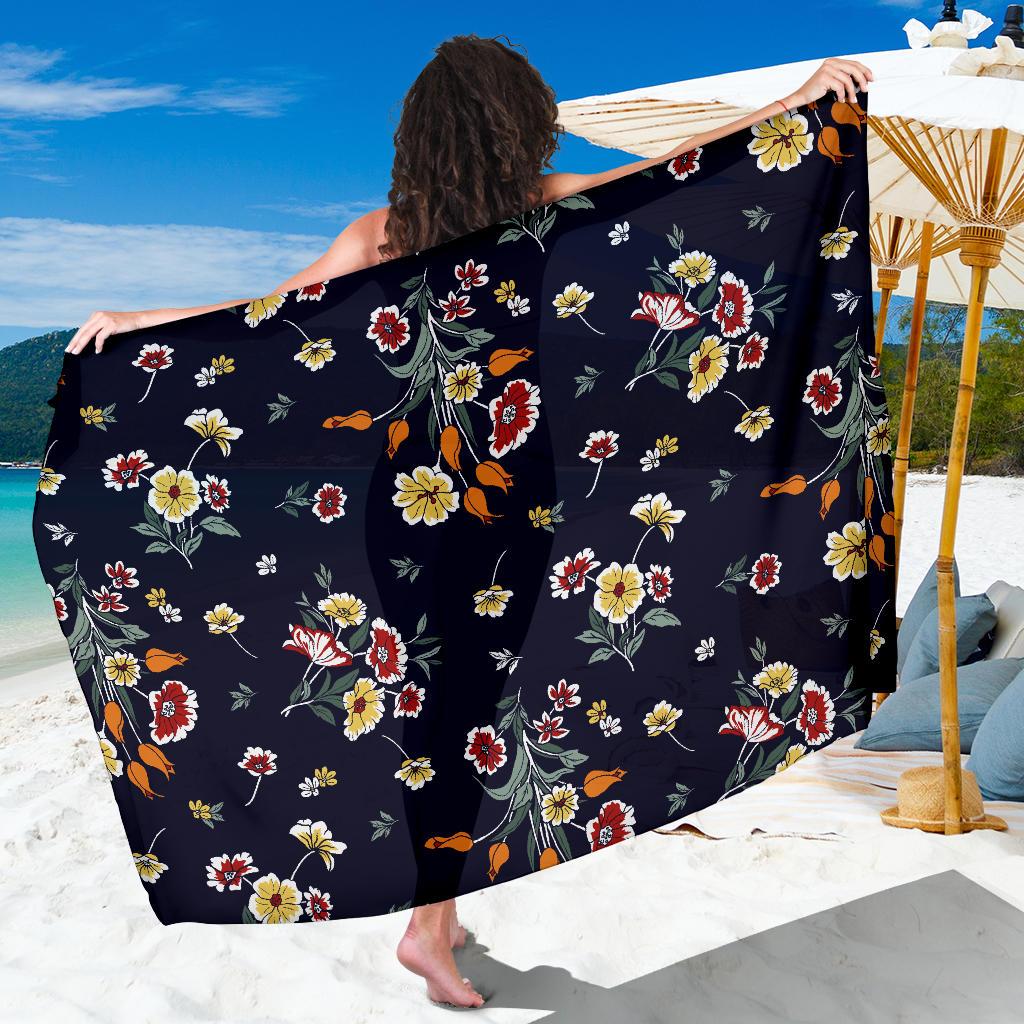 Summer Floral Pattern Print Design SF01 Sarong Pareo Wrap-JORJUNE.COM