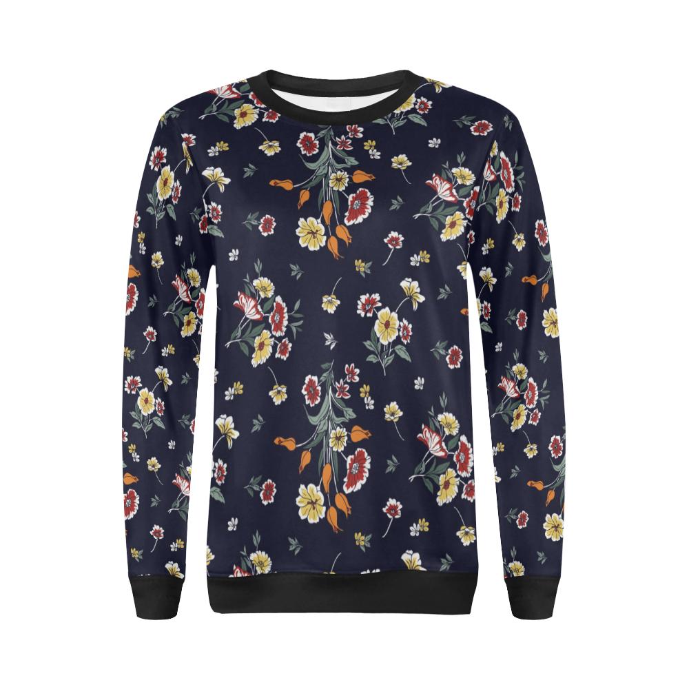 Summer Floral Pattern Print Design SF01 Women Long Sleeve Sweatshirt-JorJune