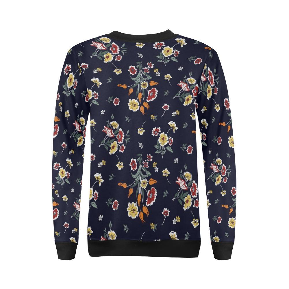 Summer Floral Pattern Print Design SF01 Women Long Sleeve Sweatshirt-JorJune
