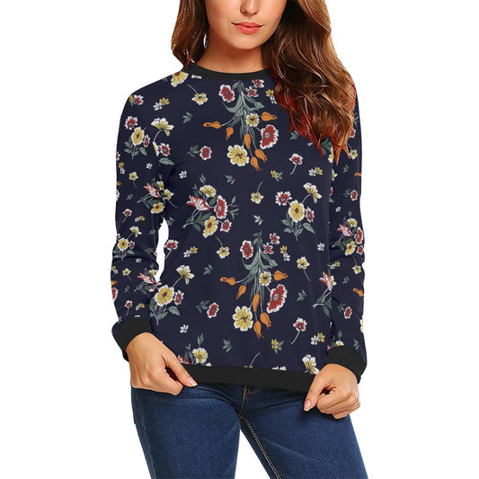 Summer Floral Pattern Print Design SF01 Women Long Sleeve Sweatshirt-JorJune