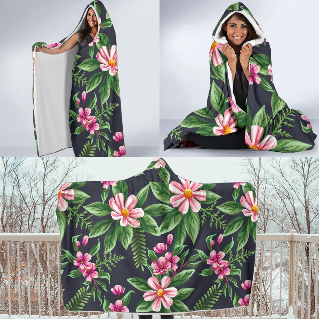 Summer Floral Pattern Print Design SF010 Hooded Blanket-JORJUNE.COM