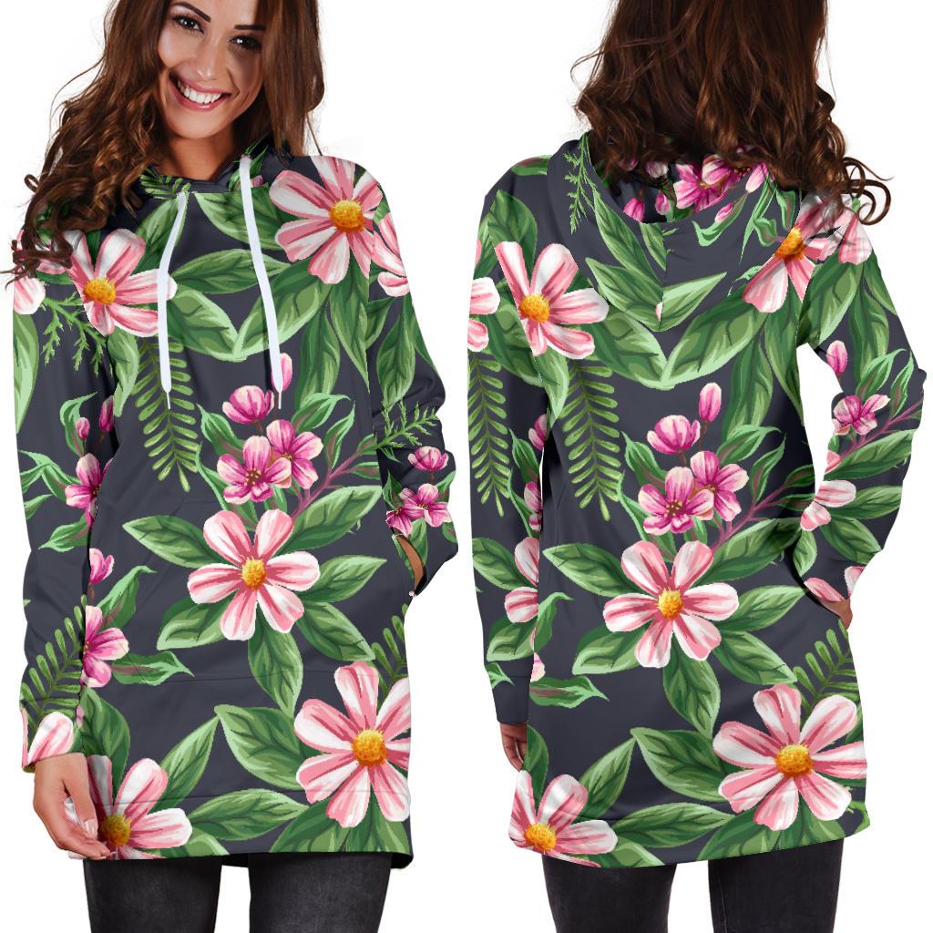 Summer Floral Pattern Print Design SF010 Women Hoodie Dress