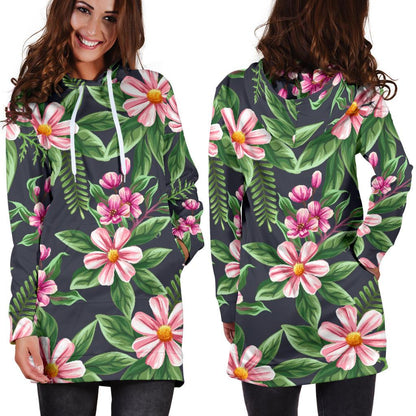 Summer Floral Pattern Print Design SF010 Women Hoodie Dress