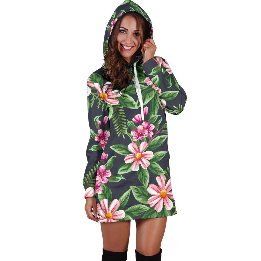 Summer Floral Pattern Print Design SF010 Women Hoodie Dress