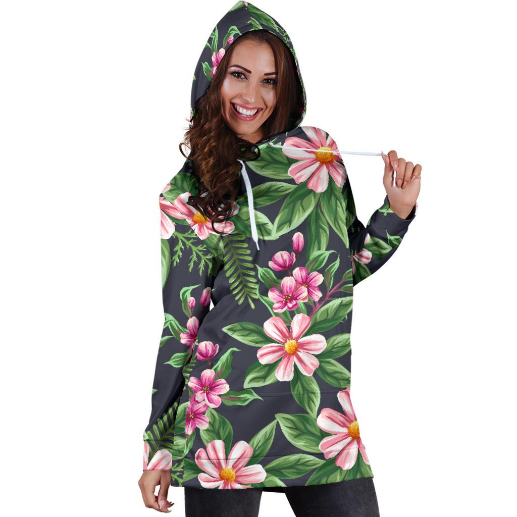 Summer Floral Pattern Print Design SF010 Women Hoodie Dress