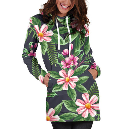 Summer Floral Pattern Print Design SF010 Women Hoodie Dress