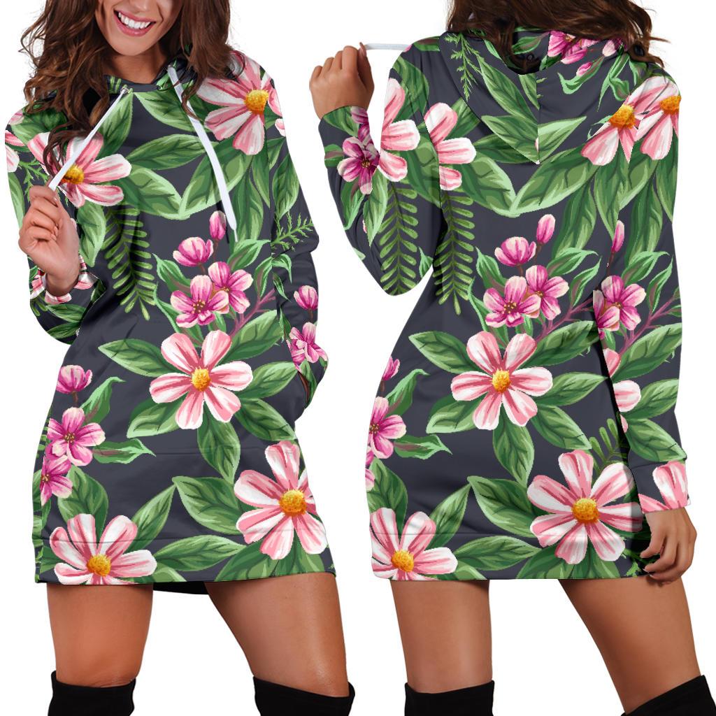 Summer Floral Pattern Print Design SF010 Women Hoodie Dress