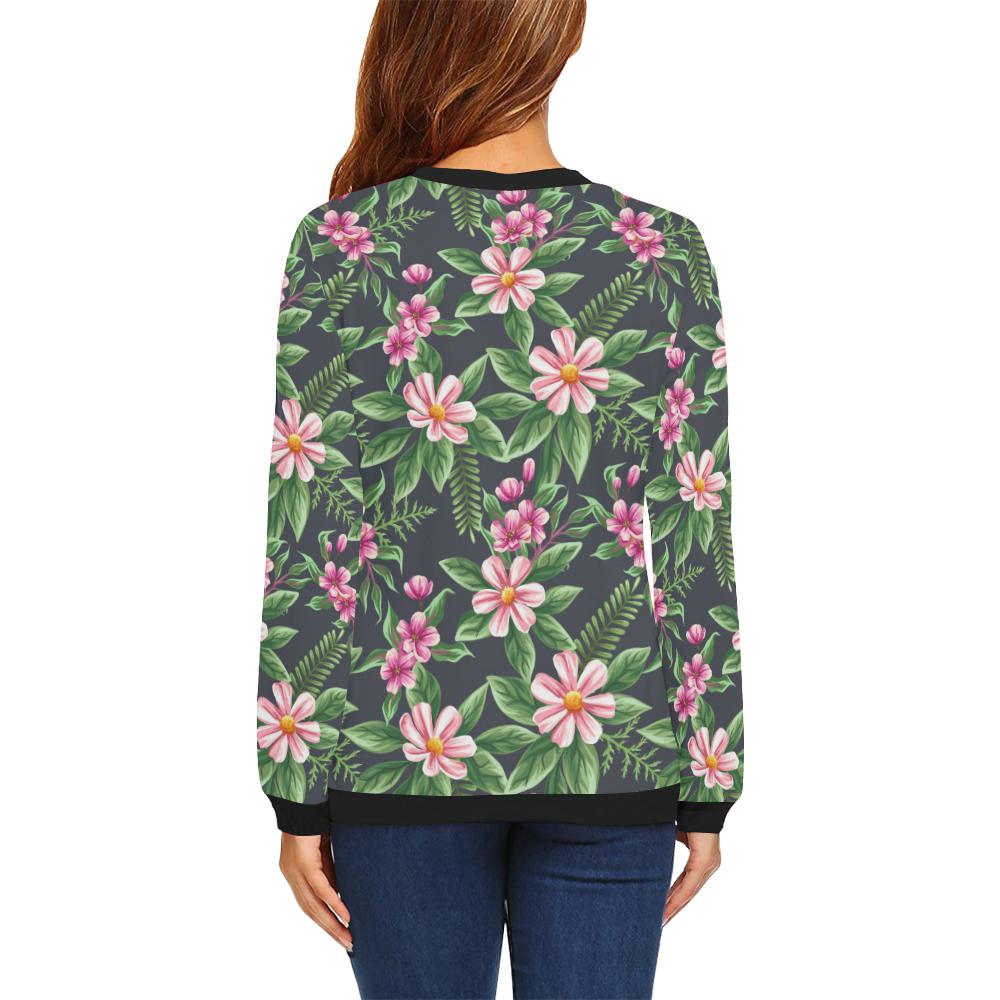 Summer Floral Pattern Print Design SF010 Women Long Sleeve Sweatshirt-JorJune