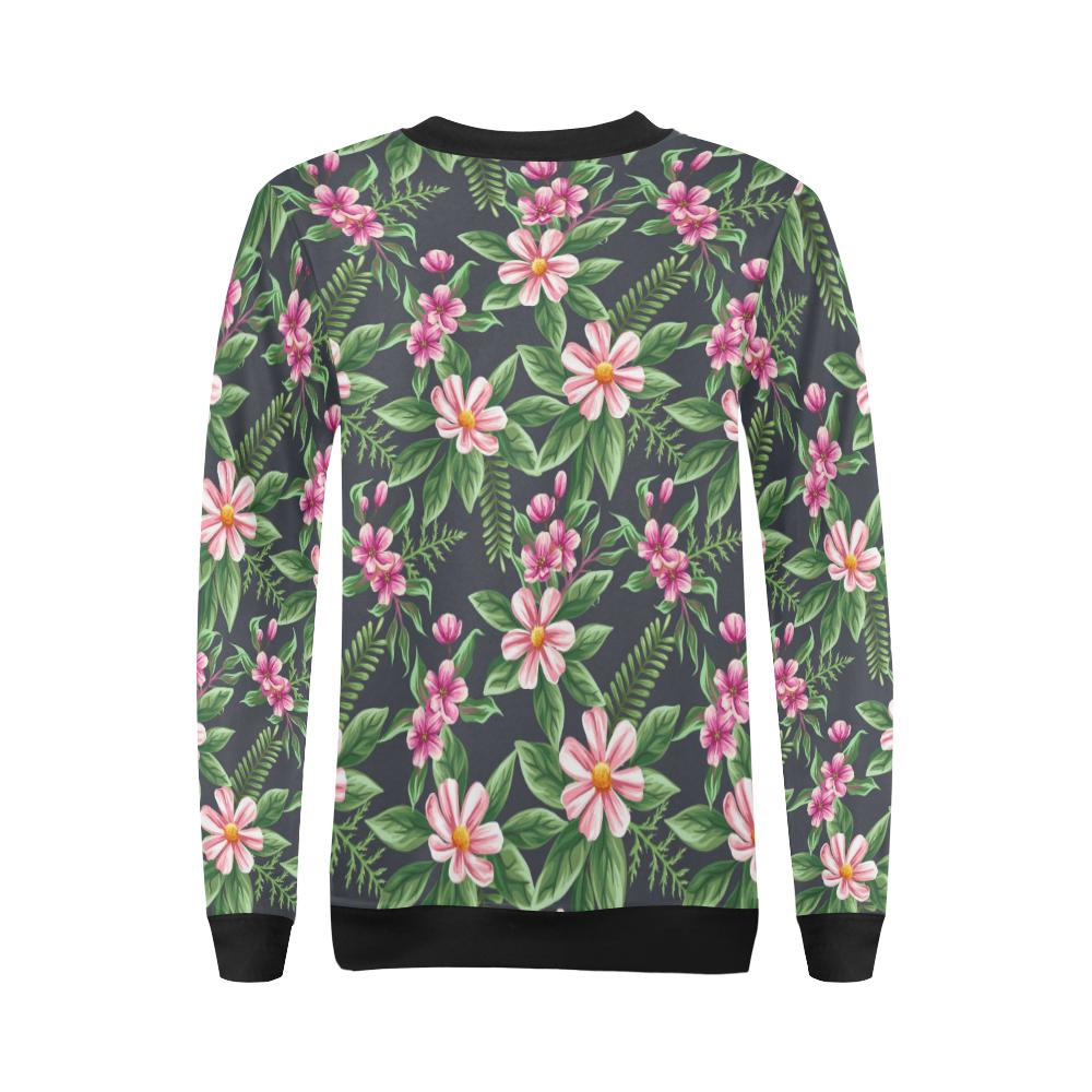 Summer Floral Pattern Print Design SF010 Women Long Sleeve Sweatshirt-JorJune