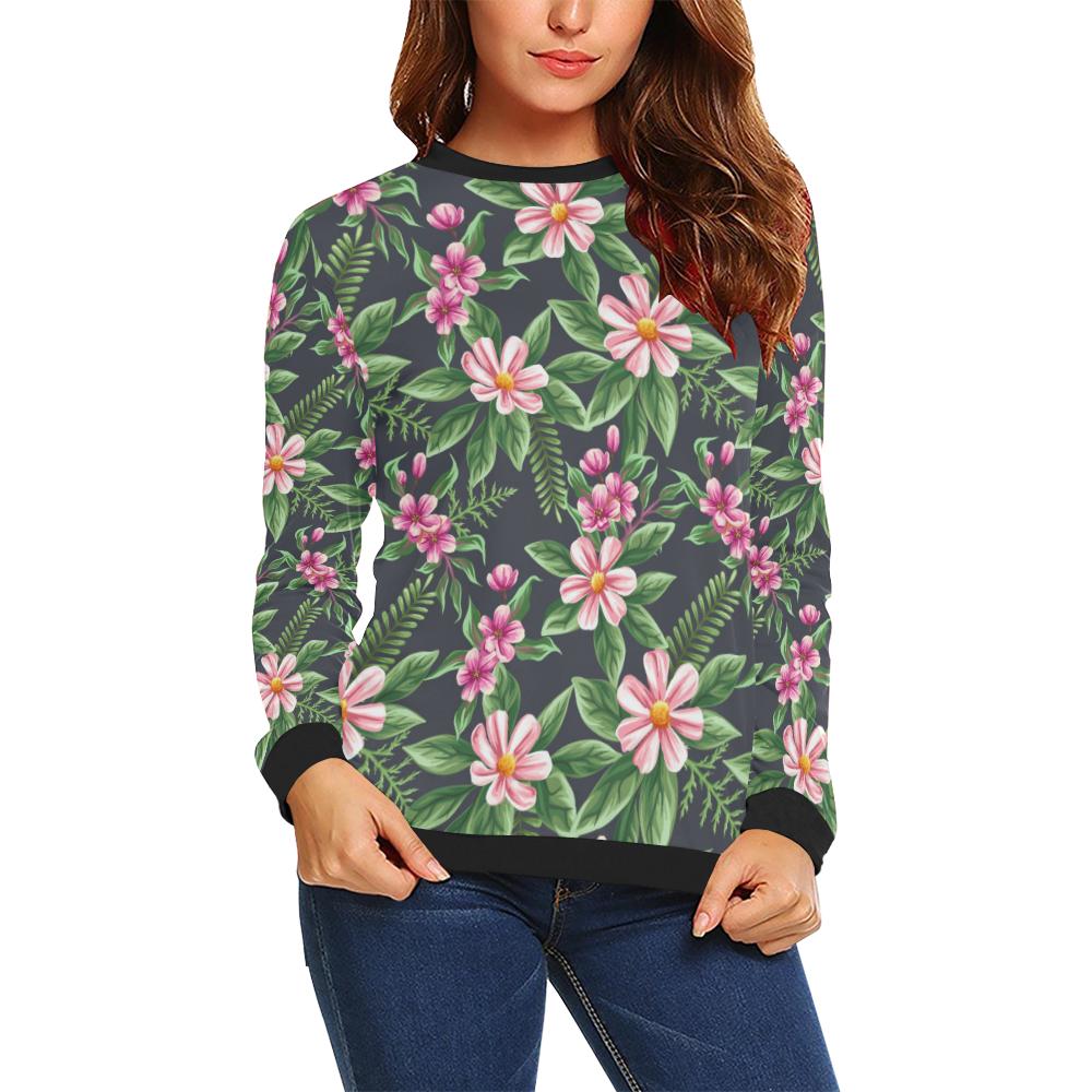 Summer Floral Pattern Print Design SF010 Women Long Sleeve Sweatshirt-JorJune