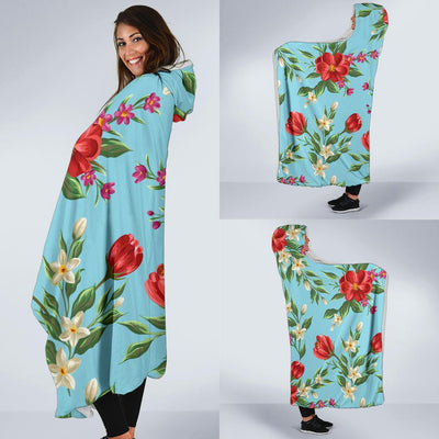 Summer Floral Pattern Print Design SF011 Hooded Blanket-JORJUNE.COM