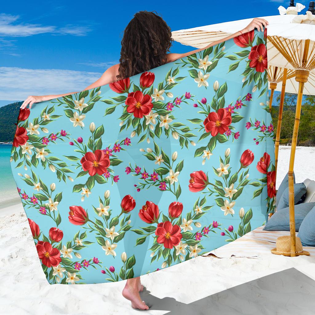 Summer Floral Pattern Print Design SF011 Sarong Pareo Wrap-JORJUNE.COM