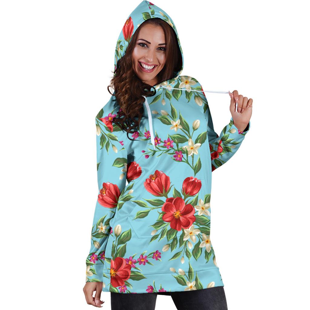 Summer Floral Pattern Print Design SF011 Women Hoodie Dress