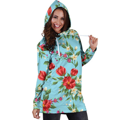 Summer Floral Pattern Print Design SF011 Women Hoodie Dress