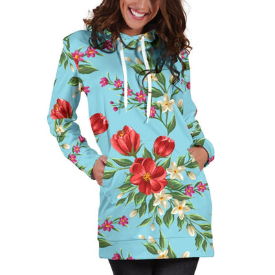 Summer Floral Pattern Print Design SF011 Women Hoodie Dress