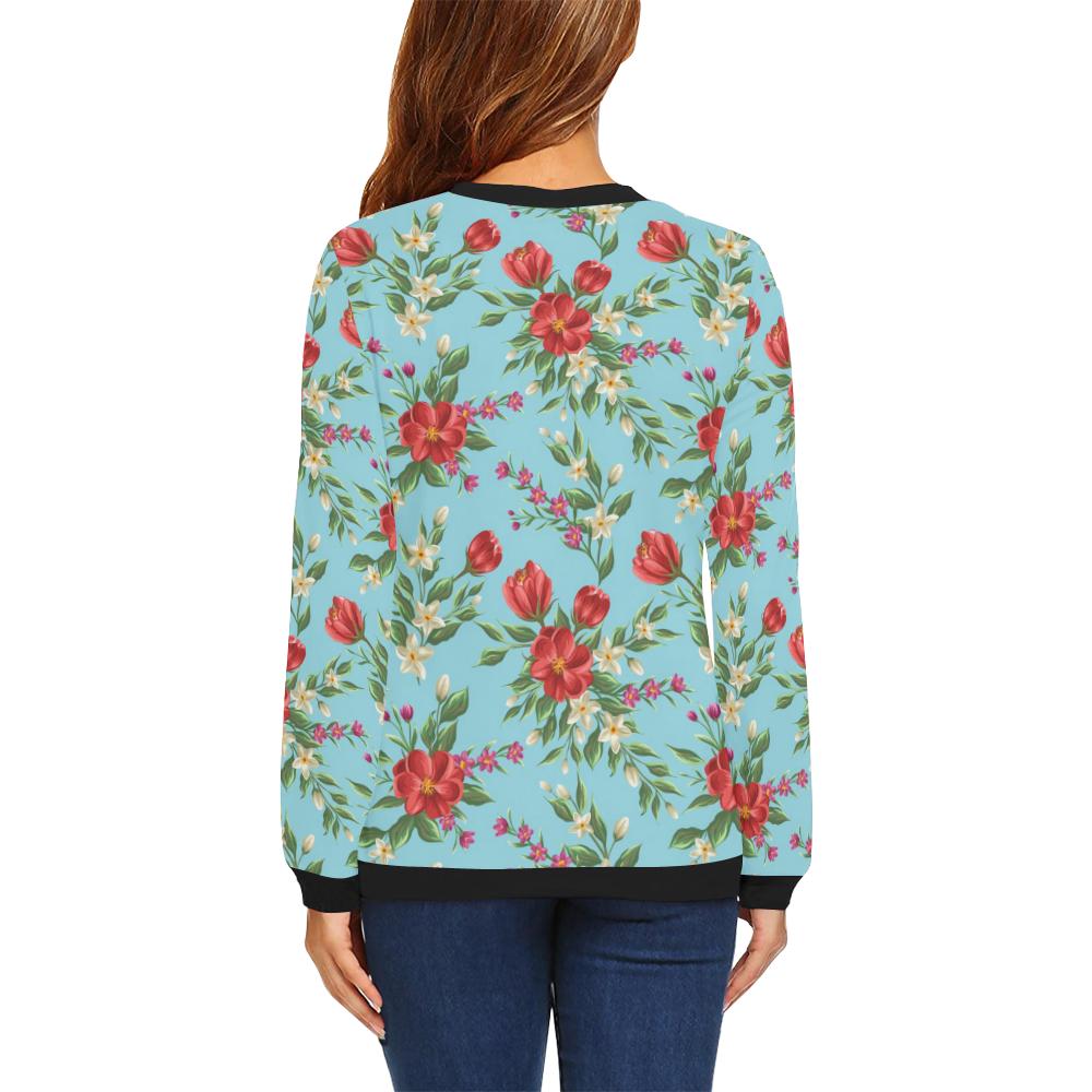 Summer Floral Pattern Print Design SF011 Women Long Sleeve Sweatshirt-JorJune