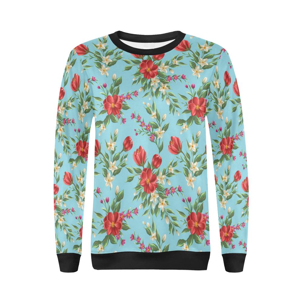 Summer Floral Pattern Print Design SF011 Women Long Sleeve Sweatshirt-JorJune