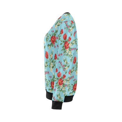 Summer Floral Pattern Print Design SF011 Women Long Sleeve Sweatshirt-JorJune