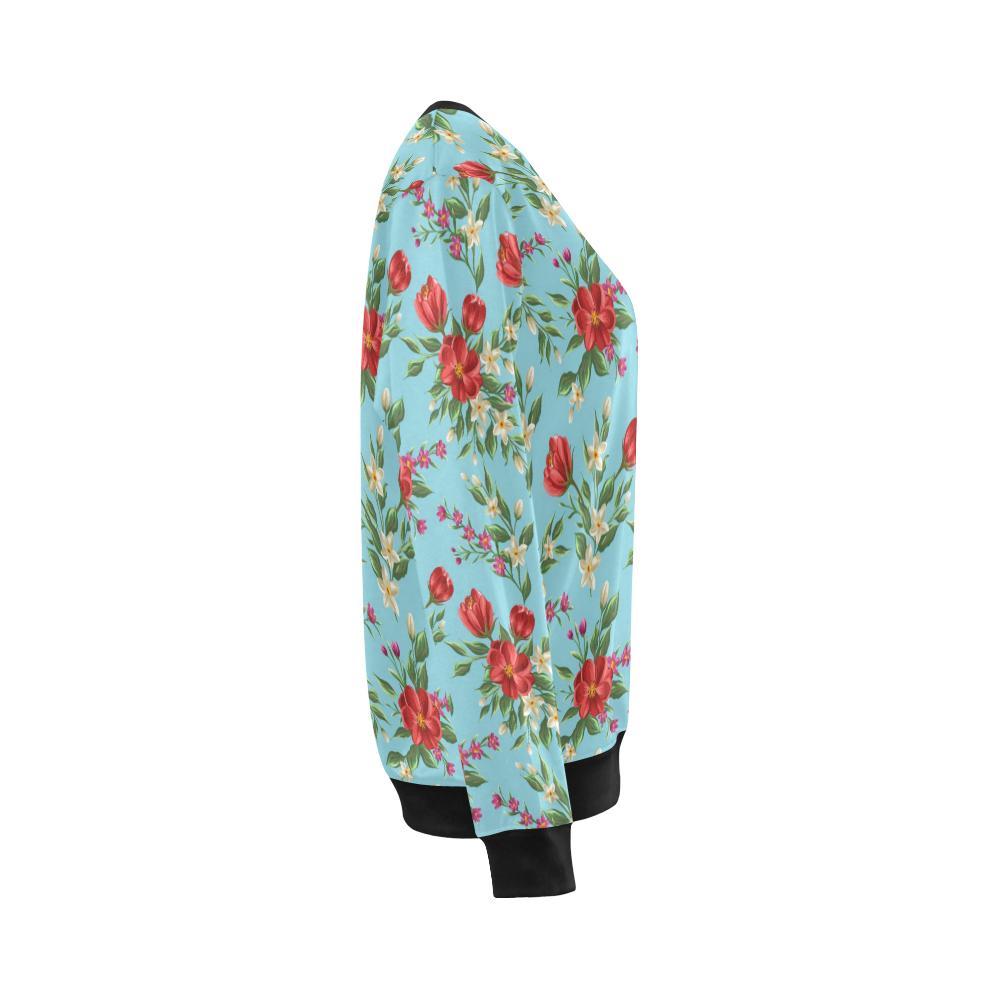 Summer Floral Pattern Print Design SF011 Women Long Sleeve Sweatshirt-JorJune