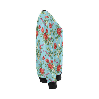 Summer Floral Pattern Print Design SF011 Women Long Sleeve Sweatshirt-JorJune