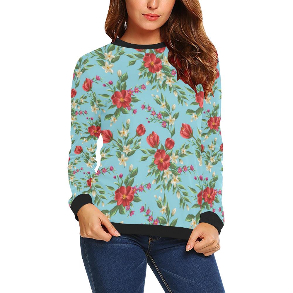 Summer Floral Pattern Print Design SF011 Women Long Sleeve Sweatshirt-JorJune