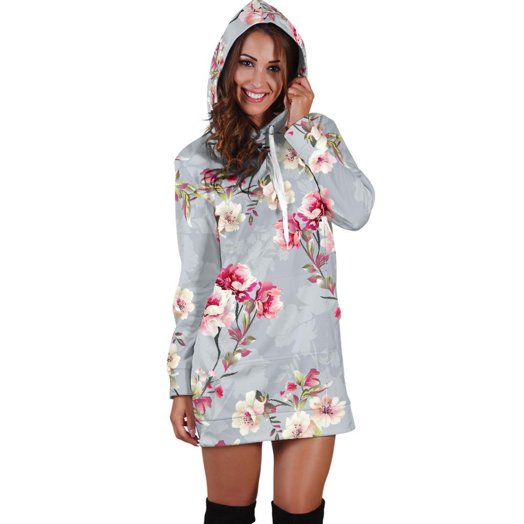 Summer Floral Pattern Print Design SF02 Women Hoodie Dress