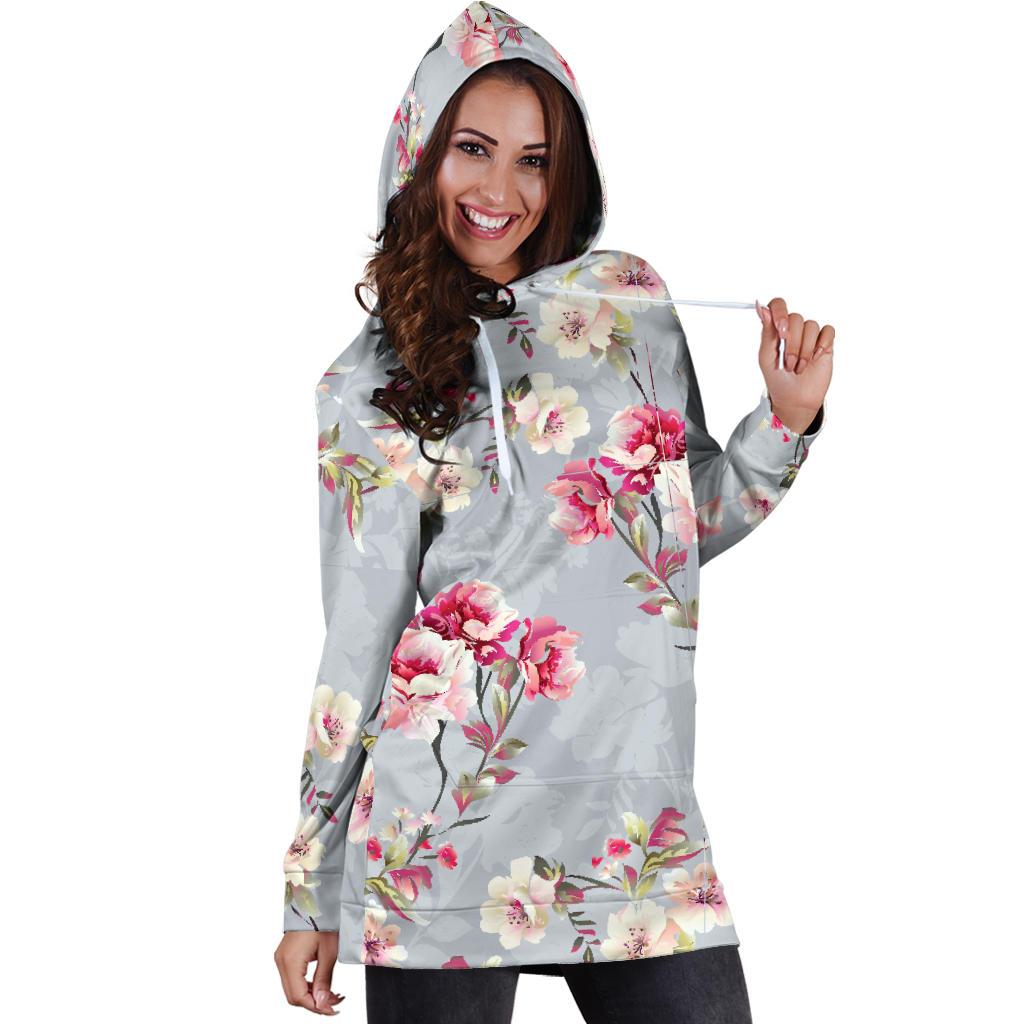Summer Floral Pattern Print Design SF02 Women Hoodie Dress